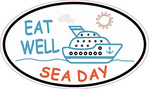 StickerTalk Cruise Ship Oval Sea Day Vinyl Sticker, 5 inches by 3 inches