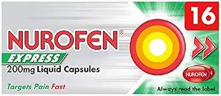 Nurofen Express Liquid Capsules with Ibuprofen, Fast Acting Pain Relief, Pack Of 16