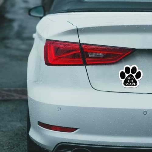 Image of Dog on Board Cute Pawprint Car Magnet 5 Inch, Dog Lover Gift