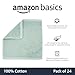 Amazon Basics Cotton Washcloths for Bathroom, Fast Drying, Extra Absorbent, 12 x 12 in, Seafoam Green, Ice Blue, White, 24-Pack