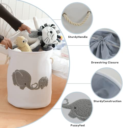 Inough Baby Laundry Basket Elephant, Baby Girl Basket Large Baby Hamper For Nursery Boy, Kids Laundry Baskets, Nursery Hamper For Baby, Baby Nursery Decor For Livingroom Kidsroom Play Room #TOP4
