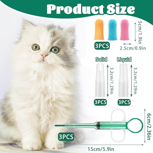 ElevaPulse Tablettengeber für Katzen und Hunde - 6er Set mit Pill Assist Katze, Medikamenten Spritze und Fingerzahnbürsten für Haustierpflege