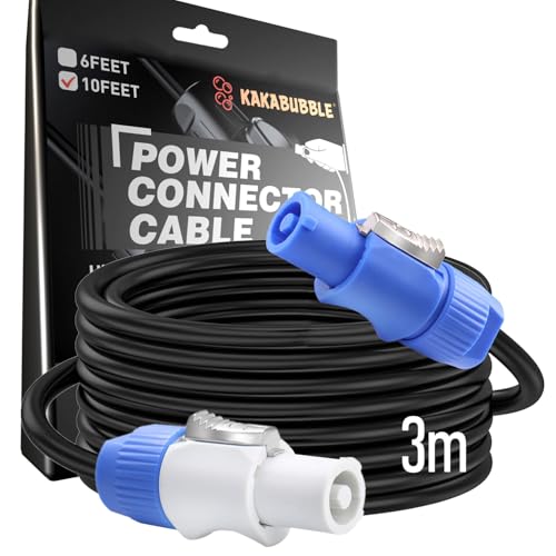 Câble d'alimentation PowerCon 14 AWG - Entrée AC vers sortie PowerCon 14 AWG - Câble d'extension 3 broches pour écrans LED, lumières à tête mobile, éclairage de scène, équipement audio vidéo (3 m)