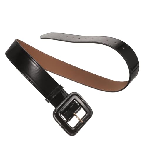 Retro PU Wide Waist Belt for Women Vintage Patent Leather Dress Belt Decorative Stylish Accessory for Jeans and Dresses Chic Unisex Waist Cincher Black