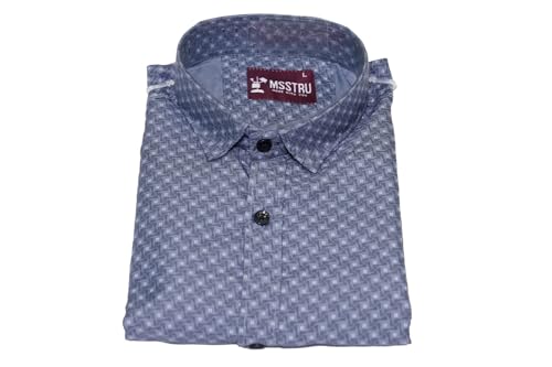Image of Pack of 2 Men's Cotton Fabric Button Down Full Sleeve Collar Neck Regular Fit Check & Dotted Printed Combo Shirt