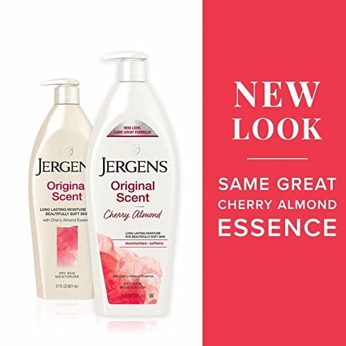 Jergens Original Scent Body Lotion, Dry Skin Moisturizer With Hydralucence Blend And Cherry Almond Essence, For Long Lasting Skin Hydration, 21 Ounce (3 Pack) #TOP1
