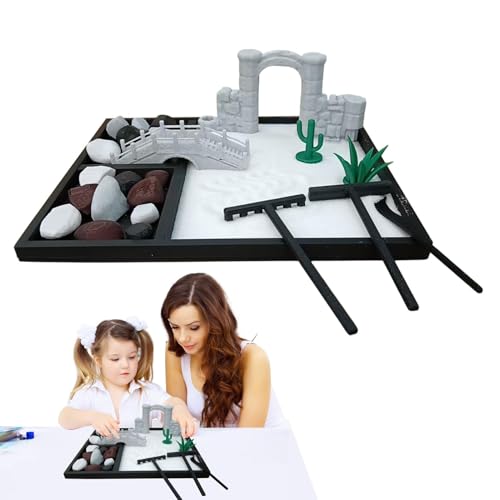 yybng Kit de jardín Zen en Miniatura, jardín Zen de meditación para Escritorio, Pequeño jardín Zen de Escritorio japonés, Pequeño Escritorio de jardín Zen, Kit de jardín Zen de meditación para