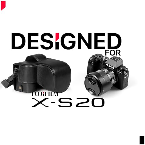 Image of MegaGear Genuine Leather Camera Case for Fujifilm X-S20 (18-55mm) - Stylish and Protective Digital Photography Bag - Black