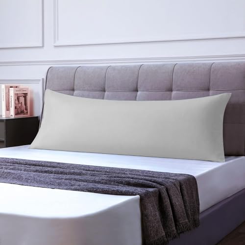 Funda de Almohada 50x150 (Juego de 1) - Funda Almohada con Cremallera Microfibra Súper Cómodo, Suave y Transpirable - Gris Claro