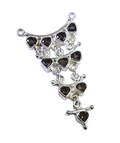 Pendentif quartz fumé argent solide anti-ternissement bijoux
