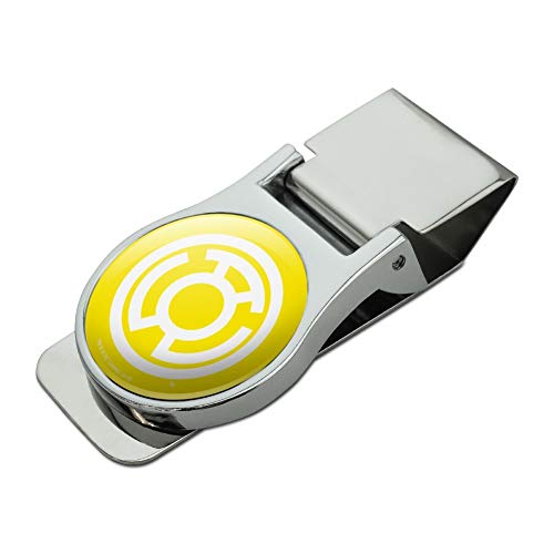 Green Lantern Blackest Night Sinestro Corps Yellow Lantern Logo Satin Chrome Plated Metal Money Clip
