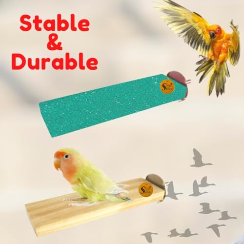 Image of Sage Square Wooden Stand Sand Platform Made of Natural Wood, Combo of Two (2*5.5 & Sand 2*5.5 inch) Rectangle Shaped Perch Stand, Cage Accessories, Playful Toy, Suitable For Birds, Parrots, Budgies
