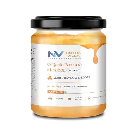 Nutravilla Bans ka Murabba Sweetened With Raw Forest Honey | Edible Bamboo Shoots | Supports Height Increase, Boost Digestive Health, Sugar Free | 450 Gram Jar Cover