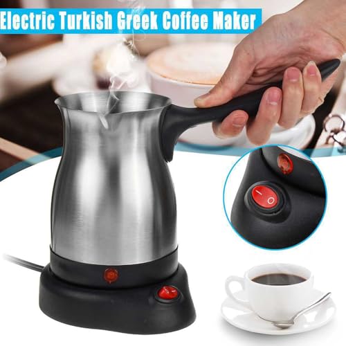 Greek & Turkish Coffee Pot, Coffee Maker, 600ml Even Heating Tea Maker Kettle, 5 to 6 Cup Capacity, Electric Kettle, Electric Tea Kettle Stainless Steel, Gifts