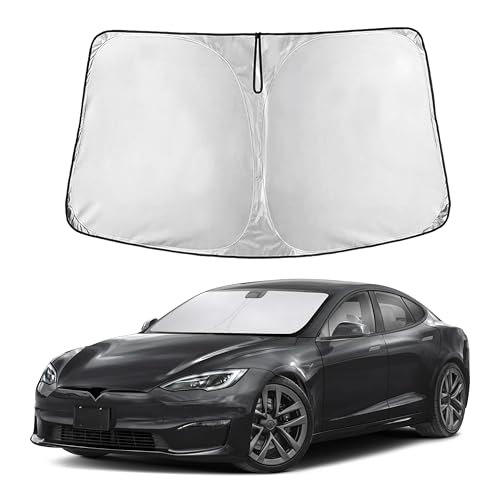 Image of EcoNour Windshield Sunshade Compatible for Tesla Model S 2012-2024 2025 2026, Sun Visor for Front Windshield & Window Sun Shade Cover, UV Heat Blocker & Protector, Car Accessories