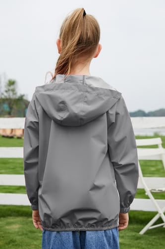 Image of MODAFANS Girls Boys Rain Jacket Lightweight Waterproof Packable Hooded Half zip RainCoats Windbreaker for Outdoor 4-13Year