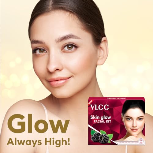 Image of VLCC Glow Facial Kit - 25g X 3 (75g) (Pack of 3) | Promotes Cell Renewal, Helps Brighten Complexion, Even Tone Skin | Smoothens Uneven Skin Texture | With Aloe Vera, Cucumber, Saffron & Mulberry