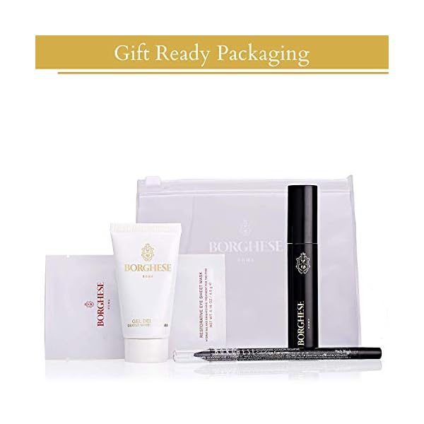 Borghese Eye Makeup Kit - 4 Piece Set - Includes Mascara, Eye Liner, Eye Sheet Mask & Makeup Remover