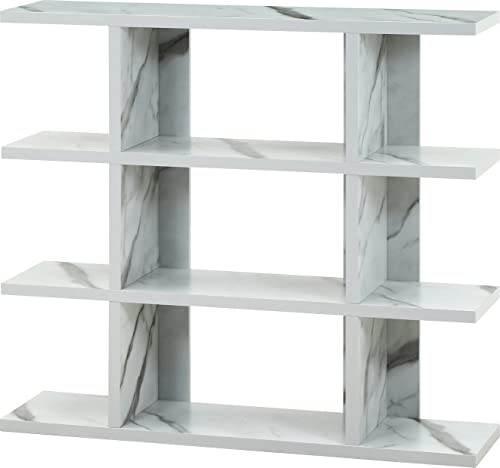 不二貿易(Fujiboeki) オープンラック シェルフ 4段 幅120×奥行31×高さ108.5cm 大理石調 収納棚 ディスプレイラック 組立商品 ワイドタイプ FUGA 59279