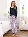 Leversic Schlafanzug Damen Lang Kariert Zweiteiliger Pyjama Set, Rundhals Oberteil und Schlafanzughose Loungewear Hausanzug Baumwolle Nachtwäsche, 1077-Navy, M