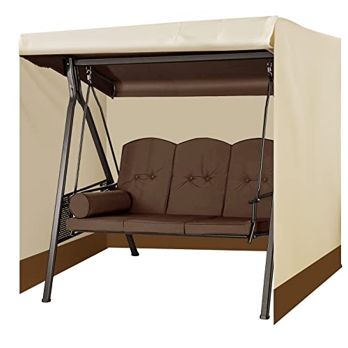 Outdoor Swing Cover Waterproof Durable Patio 3 Triple Hammock Swing Glider Cover 87X49X67 Inches All Weather Protection Outdoor Garden Furniture Covers (Beige) #TOP24