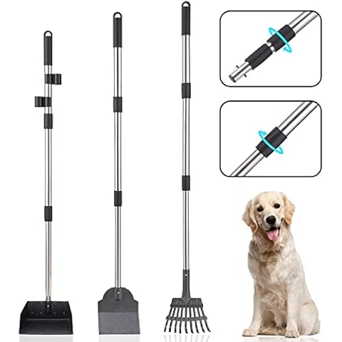 Bamda Hundekotschaufel, Teleskopische Schaufel für Hundekot mit Verstellbarem Langem Griff, Kotschaufel aus Metall für Große Mittelgroße Kleine Hunde, Rasen Gras Schmutz Kies (3er Pack) Cover