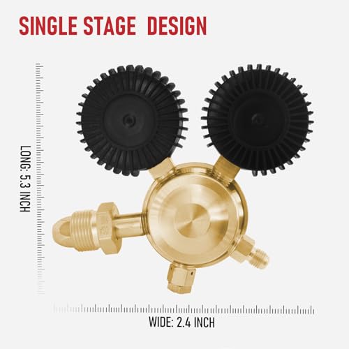 RX WELD Nitrogen Regulator with 0-600 PSI, CGA580 Inlet, Delivery Pressure Equipment Brass Inlet Outlet Connection Gauges