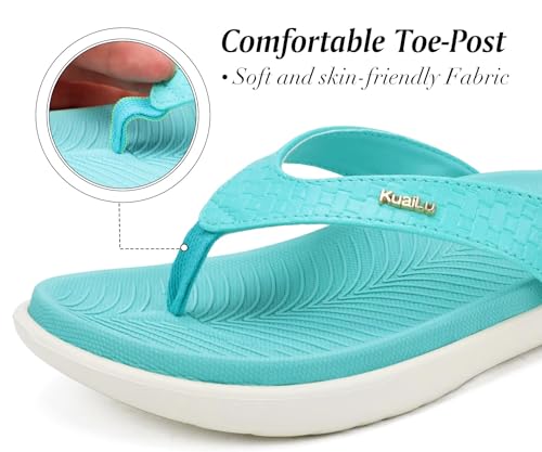 Image of KuaiLu Womens Flip Flops Arch Support Yoga Mat Cushioned Thong Sandals | Ladies Comfortable Walking Slides For Plantar Fasciitis Slip On Indoor Outdoor For Summer