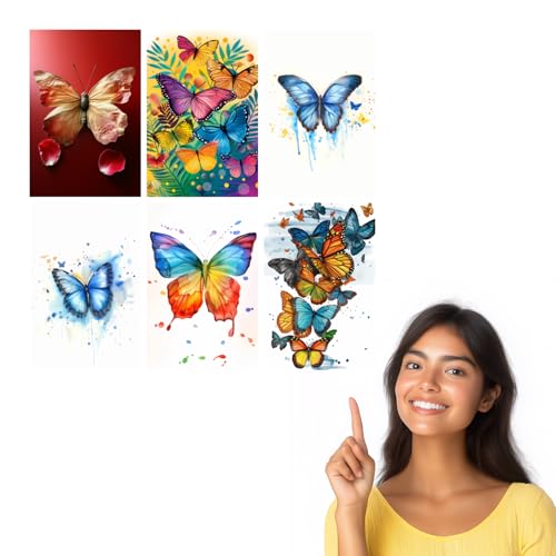Image of SiddArtify Vibrant Butterfly Art Print Set - Sticker - 8x12 Inch - Pack of 6 Wall Room Decoration art Poster Prints