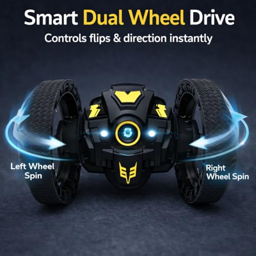 Image of Remote Control Racing Car for Kids | Mini RC Drift with LED Lights | 3 Mode Smart RC - Remote Control, Follow & Escape Mode (3+ Years) (Black Bouncing Car)