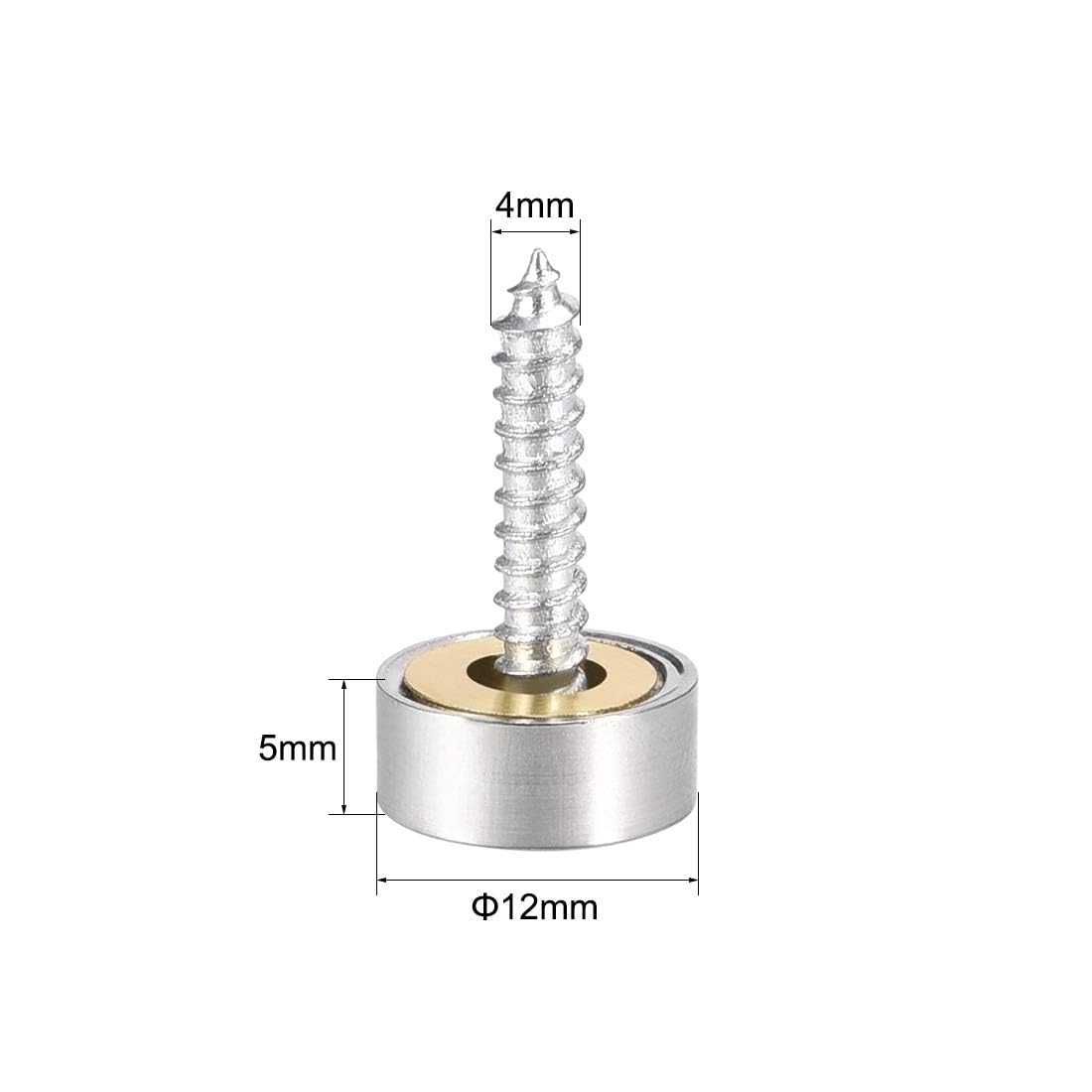 TOP-VIGOR 4Pcs Mirror Screws, 12mm Mirror Screws Cap Nail with Washers - Image 2