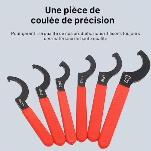 Clé à Ergot à Encoche, 6 Pièces Universelle C Forme Clé à Crochet, Cle a Molette, clé à vis pour Suspension, Jeu de Clés pour Tendeurs d Amortisseurs, pour Serrer ou Desserrer les Ecrous – vue 4