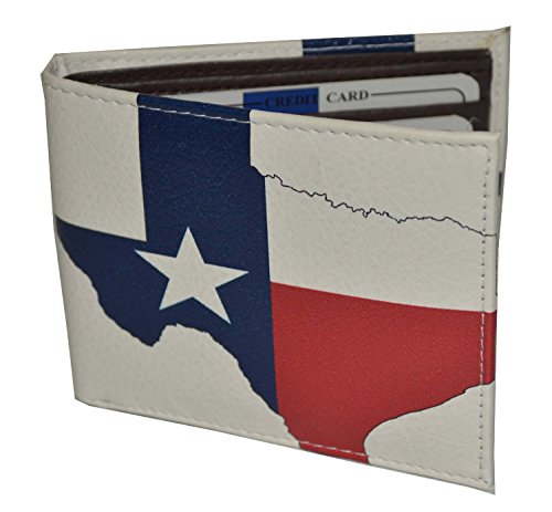 LB LEATHERBOSS Men's Bifold Exotic Leather Wallet with Texas Flag Map Design – Includes Printed Gift Box