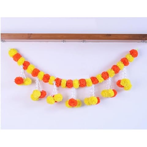 mappa India Artificial Flowers Handmade Toran Bandarwal/Door Hanging/Bandarwal/Toran for Door, Traditional Bandarwal for Door and Mandir Decoration Diwali Decoration Items 40 inch Pack of 1 Cover