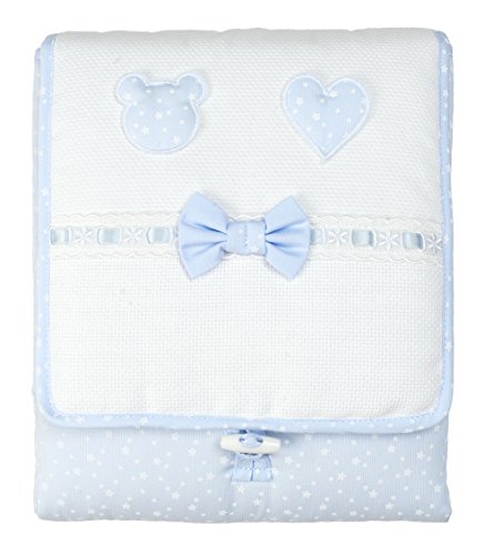 Filet matelas à langer de voyage bleu Agofil avec bande en toile Aida à broder
