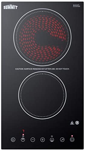 Summit Cr2B23T3B 12"" Electric Cooktop With 2 Elements Including A 1200 Watt Element Timer Function Digital Touch Controls 9 Power Levels Child Lock In Black #TOP6