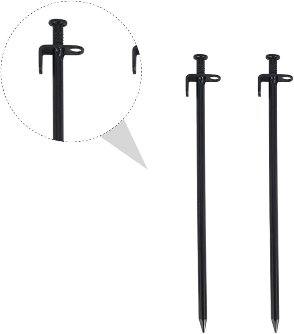 Steel Tent Stakes 30cm Heavy-Duty Ground Stakes 2pcs Thickened Outdoor Camping Tent Pegs for Snow and Soft Soil