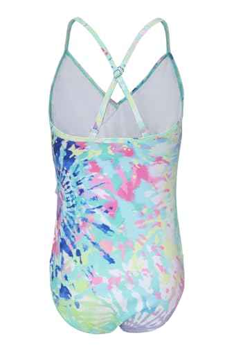 Image of Girls One Piece Swimsuits Hawaiian Ruffle Swimwear Beach Bathing Suit for Summer Vacation