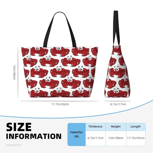 Cute Red Crab Large Beach Bag Waterproof Sandproof Swim Tote Pool Bag For Women With Zipper3