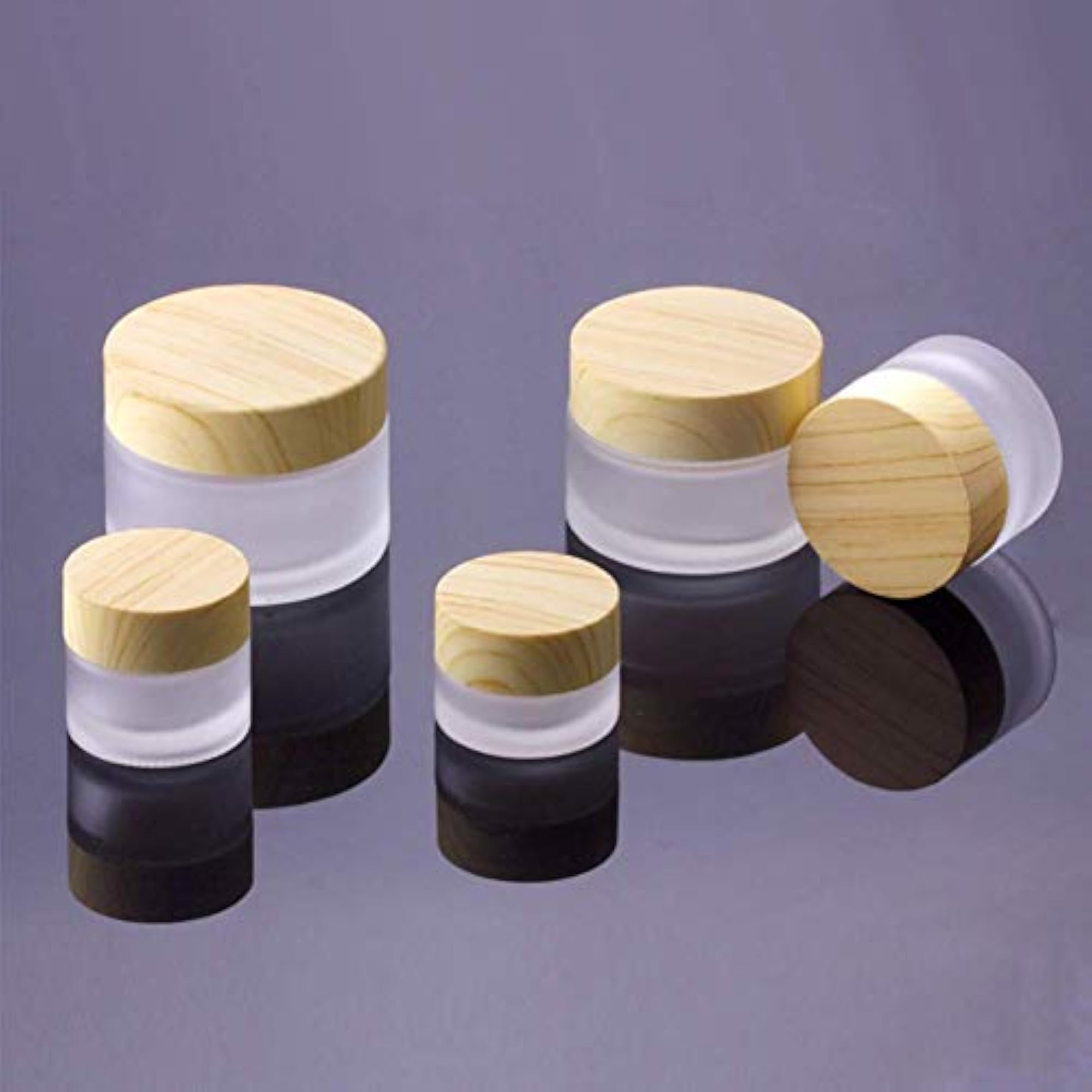 10 Pcs 5 Grams Frosted Glass Cosmetic Cream Jars with Lid