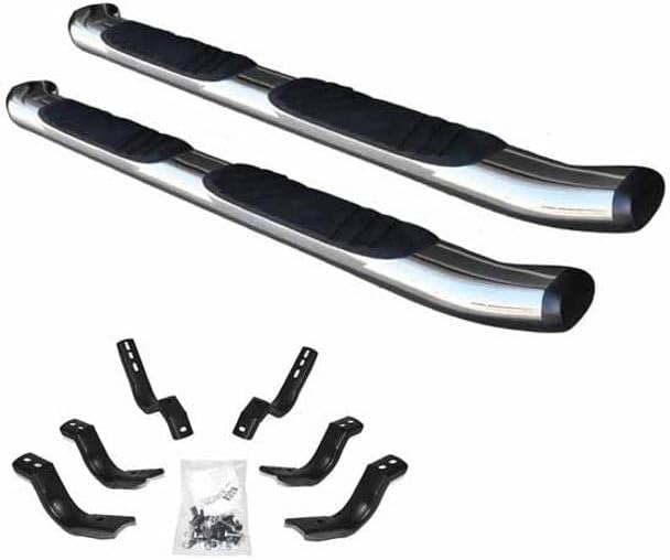 Replacement for GMC Sierra 3500HD with A Crew CAB Year 2008 Chrome Composite Side Step KIT by Technical Precision
