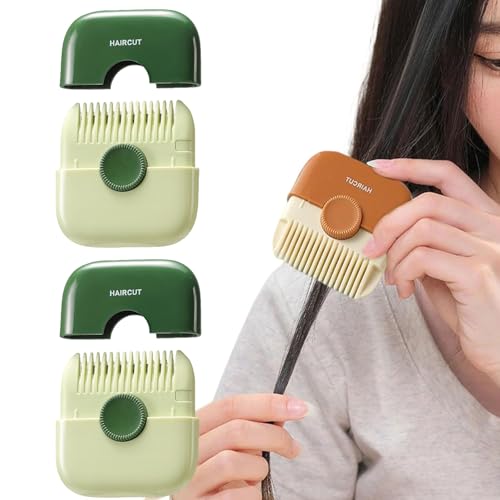 Split End Trimmer for Women – 2 Pack Razor Comb for Cutting & Thinning Hair – Double Sided Hair Cutting Tool & Split End Remover – Unisex Hair Trimmer Comb Cutter for Dead Ends (Green)