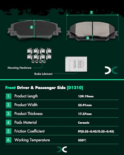 Image of SCITOO D1210 D1391 8PCS Front and Rear Ceramic Brake Pad Sets | Fit 2012-2018 For Toyota For For Prius V 1.8L