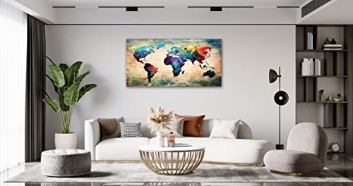 Baisuwallart A62050 Abstract World Map Canvas Painting Vintage Posters And Prints Colorful Wall Art Wall Pictures Modern Artwork Framed Ready To Hang For Living Room Bedroom Office Home Decor #TOP6