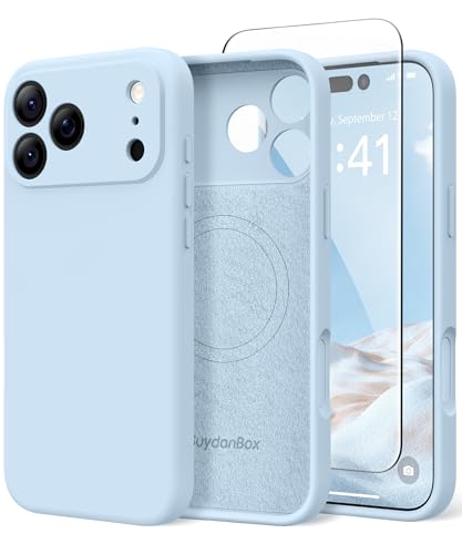 Image of Magnetic for iPhone 17 Pro Max Case, Compatible with MagSafe, [Full Camera Protection][Screen Protector] Silicone Shockproof Protective Phone Case for iPhone 17 Pro Max 6.9 inch, Light Blue