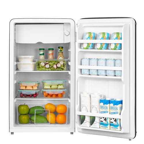 Comfee RCD93BL2EURT(E) Kühlschrank Klein, 93 Liter Retro Kühlschrank, Mini kühlschrank mit verstellbare Thermostat, LED-Licht, Schwarz – Bild 5