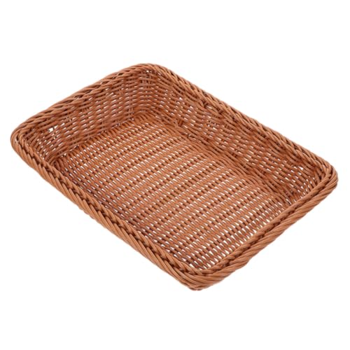 Cesta para pan lavable y resistente de PP, organizador rectangular marrón reutilizable 2