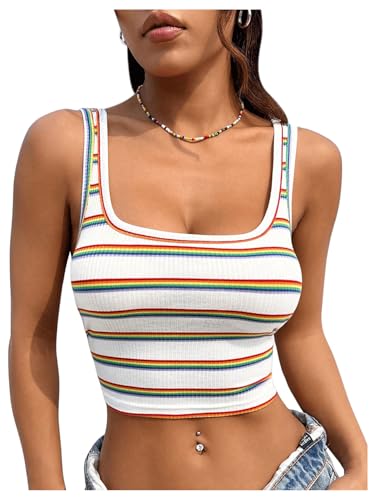 トップス FUMIKA_UCHIDA Multicolor Stripe TankTop FUMIKA_UCHIDA/MULTICOLOR STRIPE U-NECK TANKTOP(BROWN/BORDEAUX/GREEN)