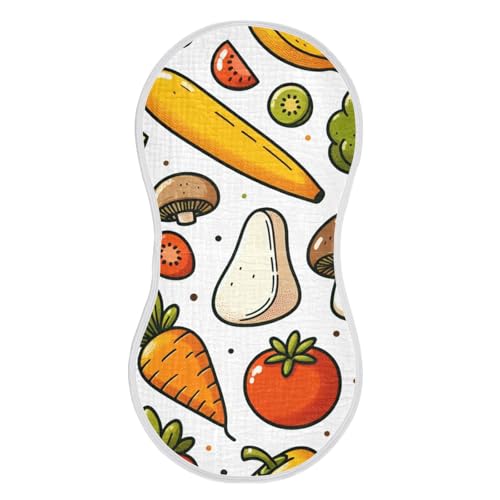 Muslin Burp Cloth for Baby 4PCS Colorful Vegetables Super Absorbent Burping Cloths, Bibs for Newborn Boys Girls3