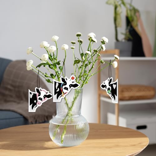 Image of 7 Pcs Cow Print Car Air Fresheners for Women - Cute Hanging Car Accessories for Rear View Mirror, Car Interior Decorations with Assorted Scents, Long-Lasting Automotive Accessories for SUVs, Trucks